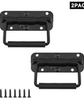 Heavy Duty Spring Loaded Surface Mount Folding Handles With Stainless Steel Construction And Comfortable Rubber Grips Set Of 2 For Tool Chests Tool Boxes Cabinets Trunks Crates Storage Boxes And Cases Black