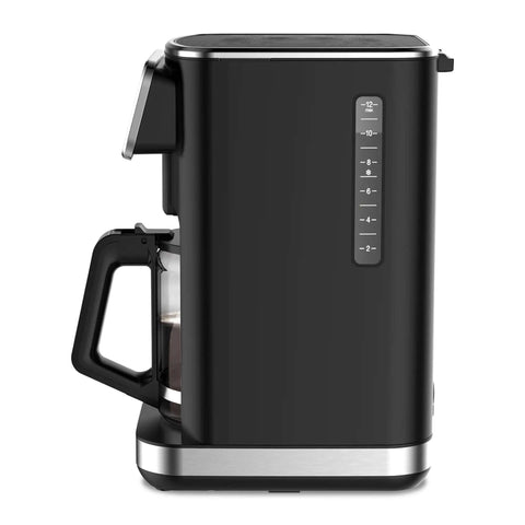 12-Cup Touchscreen Coffee Maker With Glass Carafe, Brew Strength Control, Iced Coffee Mode seen from side view