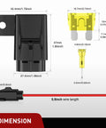 Dimension details of Boss Level Tank Tough Heavy Duty Inline Fuse Holder 6 Pack 12 Gauge Waterproof Atc Ato Blade Compatible Adapter.