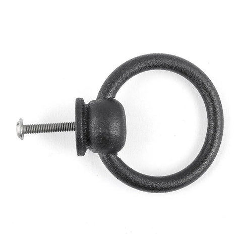 2-Inch Black Wrought Iron Cabinet Handles And Drawer Pulls Antique Style with screw, mission ring pull handles for classic home use.