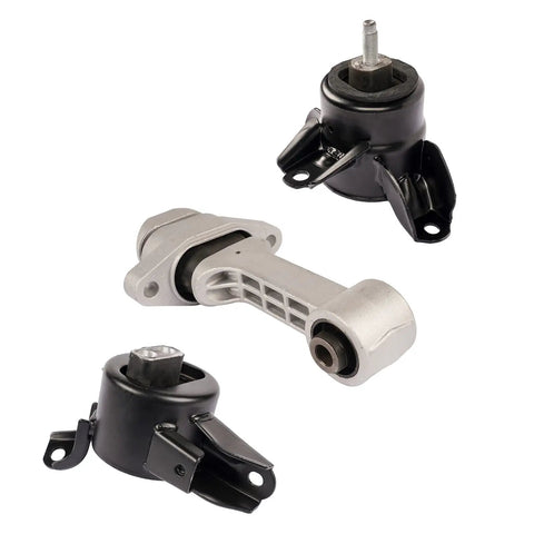 Rock Solid Engine Motor And Transmission Mount Replacement Kit For Hyundai Accent Elantra includes black rubber mounts and aluminum parts.