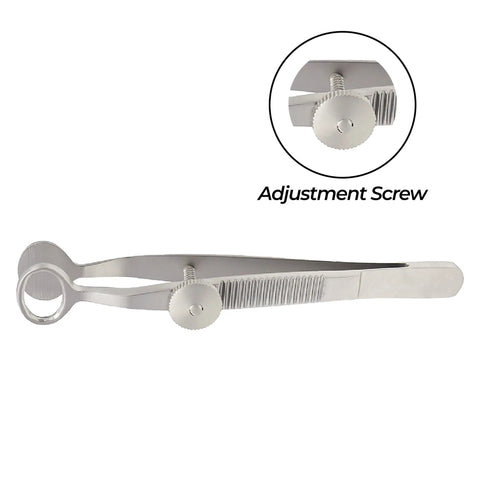 Chalazion Forceps For Eyelid Immobilization, Pro Grade 9 cm Stainless Steel Eyelid Clamp With Smooth Pressure Control, Reusable And Autoclavable Ophthalmic Instrument, Small 13 mm Oval Tip, Medium 20 mm Oval Tip, Large 25 mm Oval Tip, adjustment screw