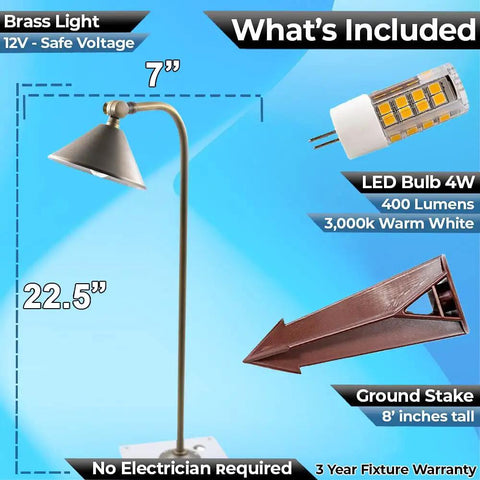 12V Brass Low Voltage LED Pathway Light With G4 Bulb Included Warm White Outdoor Mushroom Landscape Beam for garden patio