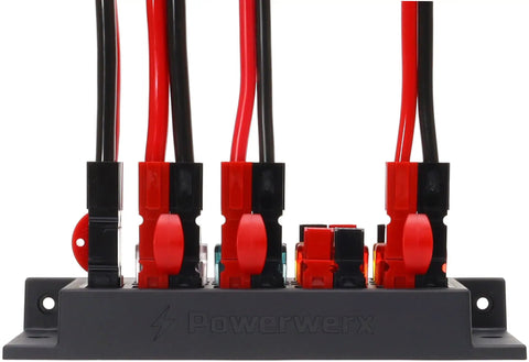 Reliable Nine Position Fused Distribution Panel With Powerpole Terminals and Interchangeable Automotive Blade Fuses for Hella Secure Circuit Protection On Trucks And Trailers Nailing Down Tight Wiring Setups, showing terminal connections.