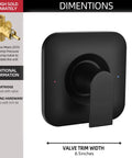 Genta LX Posi-Temp Valve Trim Kit Replacement Matte Black Finish shown with easy adjust lever handle and temperature indicator