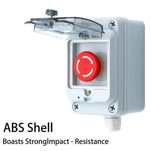IP67 Waterproof Emergency Stop Button With Enclosed Box Dual NO And NC Contacts, beefy aluminum top, heavy duty electrical shut off switch