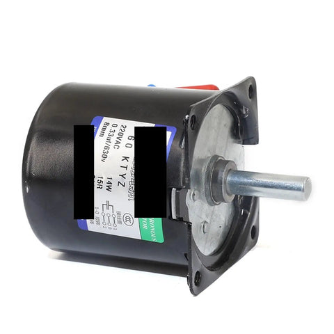 Heavy Duty Synchronous AC Motor 14W 220V Permanent Magnet with 8mm shaft and mounting bracket for reliable performance.