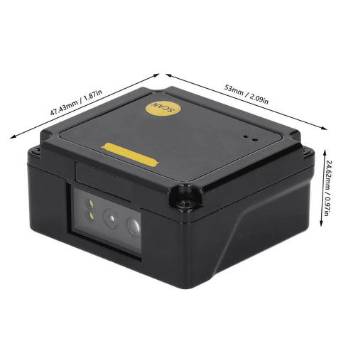 Hands Free Embedded Fixed Mount Barcode Scanner For Auto Scan And Real Time Data Capture, compact dimensions in millimeters shown