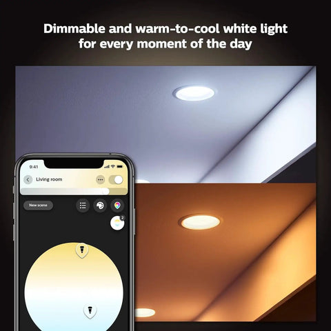 Smart Retrofit Recessed 5/6 Inch LED Downlight With White Ambiance Warm To Cool Light 1100LM Indoor Control demonstration