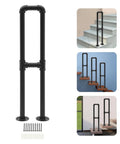 Heavy Duty U Shaped Stair Handrail Floor Mounted Galvanized Steel Support Rail Rust Resistant Outdoor Safety Railing With Slick Grip Handle For No Sweat Weekend Projects displayed with installation examples and mounting screws.