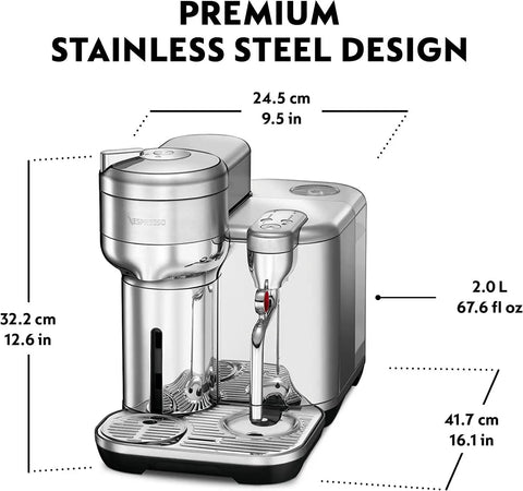 Vertuo Creatista Coffee And Espresso Maker By Breville For Pro Grade Home Barista Quality Brew 5 8 12 And 18 Oz Coffees Or Single And Double Espressos Hot Or Iced Features Barista Steam Wand For Latte Art Brushed Stainless Steel