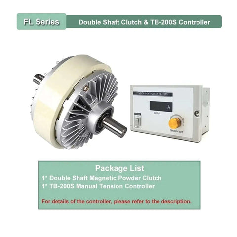 Beefy Magnetic Powder Clutch and Brake Tension Controller Kit for Industrial Motors, visible clutch and controller unit
