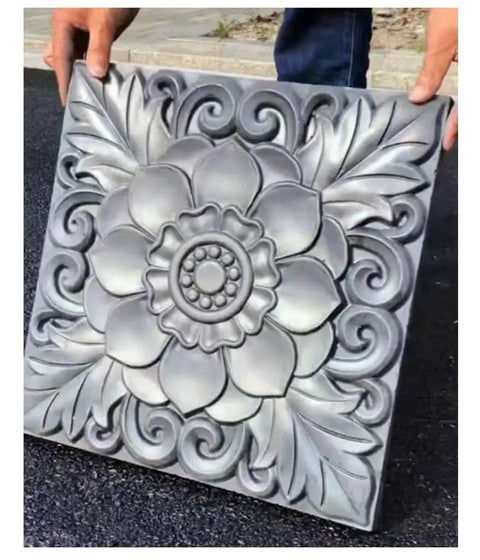 Lotus Square Concrete Molds For Walkways And Garden Paths, Easy To Use Reusable ABS Plastic Paver Molds For DIY Hardscaping