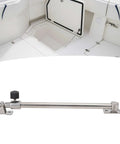 Stainless steel hatch lid stay adjuster, adjustable 248–432 mm, marine-grade 316, for boats with sliding lock.