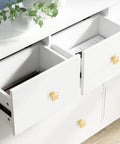 Open white kitchen drawers with 10 Pack Brushed Gold Cabinet Knobs Made From Solid Zinc Alloy For Kitchen Cabinets.