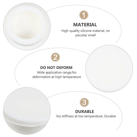 Detail view of 4 Pcs Silicone Bathtub Stopper White Flat Cover Universal Drain Plug, showcasing material quality and durability features.