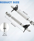 Heavy-Duty RC Boat Drive Shaft With 2-Blade Propeller Universal Joint Kit, 100mm Shaft Length, size dimensions shown