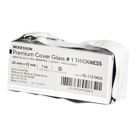 Premium No 1 Thickness Microscope Cover Glass For Slides Clear 22 X 22 Mm 1 Count Precision Ground With Straight Edges Non Fogging And Non Corrosive Keeps Specimens Protected From Airborne Contaminants, packaged