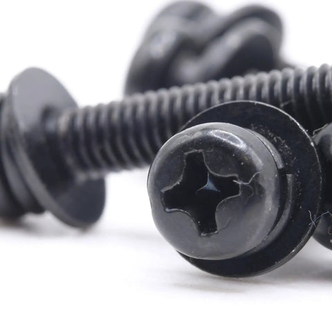 Replacement Tv Stand Screws Kit Features Four Premium Metric Black Machine Screws for secure TV base mounting.