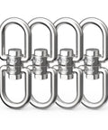 Real Deal 304 Stainless Steel Double Eye Swivel Hooks Rock Solid Smooth Rotating Dismounting Rings For Tree Swings And Backyard Rigging Built Like A Tank 4 Piece Set, 4 heavy-duty hooks.