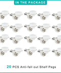 Heavy Duty Nickel Metal Shelf Peg Pins And Clips With Stick Tight Silicone Tips For 5MM Display Rack Holes Zero Slack Grip Locks Inventory Tight Perfect For Retail Stores Or Home Organization Packs Of Twenty Pieces in a pack of twenty with silicone tips.