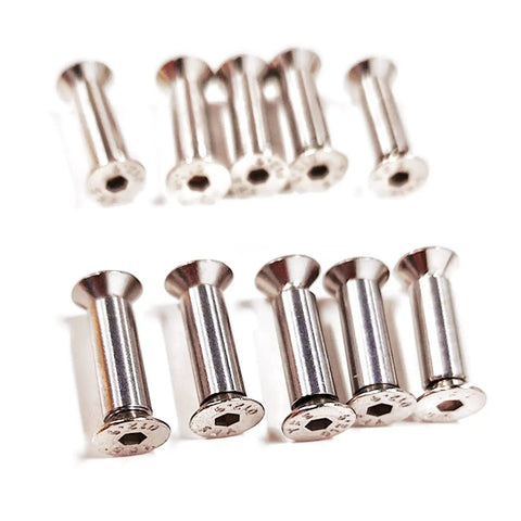 10 Pack Knife Handle Bolt Rivets Scale Screws Fasteners With Flat Hex Head Silver For Knife Making And Gearheads Adjustable Length From 16 To 22 mm 5x13 mm Connecting Rod 416 Steel M4 Screws Included displayed