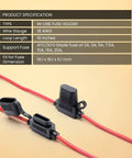 Inline Fuse Holder Kit 18 AWG 10 Pack With 70 Assorted Car Fuses 2A 3A 5A 7A 10A 15A 20A ATC ATO Blade Fuses for Automotive Wiring Projects Heavy Duty Circuit Protection and Easy Install, black wired holders