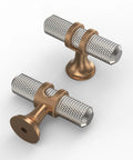 10 Pack Brushed Satin Nickel And Champagne Bronze Cabinet Knobs Set featuring zinc knobs with durable finish, shown from above.