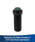 Voyager Screw-Top Gear-Drive Rotor Sprinkler Head For Efficient Yard Watering, adjustable arc, durable irrigation part