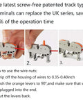 Plug In DIN Rail Terminal Blocks For Easy Screwless Wire Insertion Universal Compact Connector Set, steps to install wire nuts shown