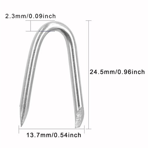 Steel Wire Fencing Staples 200 Pcs Galvanized U Shaped Fasteners Nails For Wire Mesh And Woven Fencing, Durable Carbon Steel U Nails
