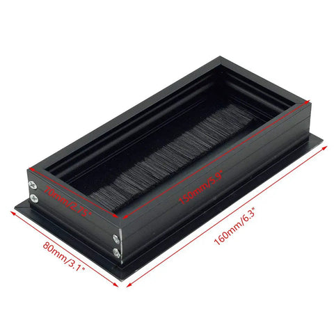 Rectangular Cable Grommet For Desk Wire Management Metal Hole Cover Aluminum Alloy Rust Proof Black 160mm By 80mm Total Size
