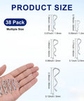 Five Size Cotter Pins R Clips Kit For Trailers Lawn Mowers Trucks ATVs And More With Spring Steel Hitch Pins Clamps And Fasteners Silver Universal Fit Multipurpose Trailer Gear For DIYers And Pros, 38 pack sizes