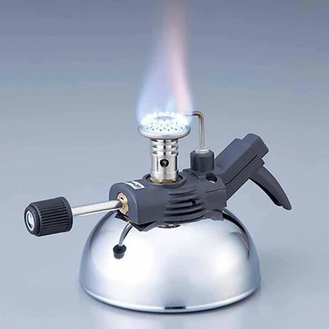 Mini Butane Burner Portable Gas Stove With Aluminum Rack For Outdoor Camping And Home Science Experiments, lit flame