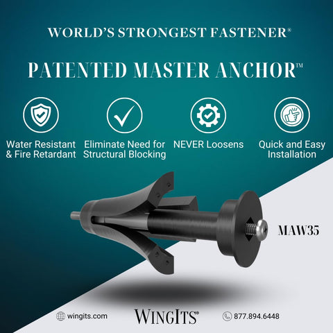 Master Anchor For Drywall Heavy Duty Bulk Pack 100 Count Black Never Loosen Wall Fasteners That Install In Minutes Easy Removal