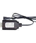 USB RC Battery Charger For 4.8V RC Cars With Indicator Light, black rectangular design with connecting cable visible