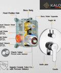 Internal components of Shower System With Tub Spout And Wall Mount Chrome Finish, Rainfall Showerhead Plus Handheld Spray