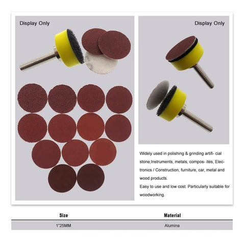 Heavy Duty Assorted Sandpaper Discs With Hook And Loop For Power Drill Grinder Sets 240 Grit Aluminum Oxide Abrasive Sander Pads, 1.25" size.