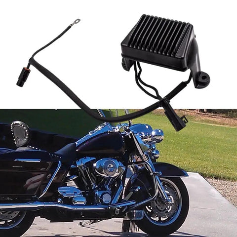 High Efficiency Motorcycle Voltage Rectifier And Regulator For Touring Bikes 2004 2005 Durable Electrical Controller With Low Heat And Long Lasting Performance For Daily Rides shown on a touring bike