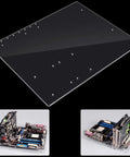 Transparent Acrylic ATX PC Case And Open Frame Test Bench Stand with 4mm thick panels and 12.99 by 10.55 inch workspace, ideal for DIY builds.