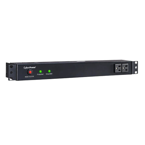 Beefy Rackmount Surge Protector 120V 15A with 15 Foot Cord, 3600 Joules, 10 Outlets, 1U Mount, UL Listed, heavy duty black power strip