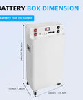 Heavy Duty LiFePO4 Battery Enclosure For Killer DIY Solar Power Storage Setup Built Around 48V Systems And Standard 280Ah Prismatic Cells dimensions shown, includes terminals and wheels.