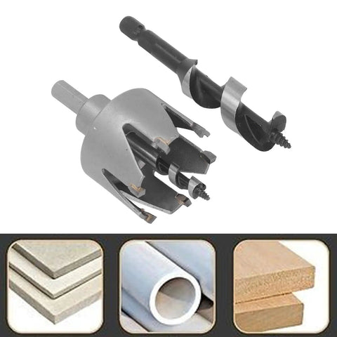 Heavy Duty Door Lock Installation Kit With 6 Blade Carbide Hole Saw For Wood And Metal Includes Auger Bit To Cut Precise Deadbolt Holes In Minutes No Splintering Or Slipping Guaranteed Pro Results. 54mm hole saw and auger bit for wood and metal