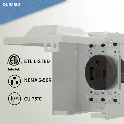 Heavy Duty 50 Amp 250 Volt NEMA 6 50R Welding Outlet Box Enclosed Lockable Weatherproof Outdoor Electrical Cabinet Built Tough