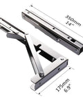 Beefy 14 Inch Folding Shelf Brackets Stainless Steel Collapsible Bracket dimensions and measurement guide shown