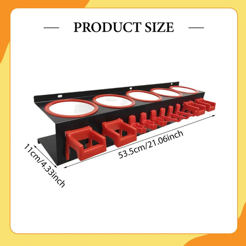 Heavy Duty Galvanized Spray Bottle Wall Mount Rack With Triple Hanging Hooks For Garage Car Wash Cleanup And Shop Storage To Keep Your Gear Sorted And Your Setup On Point, dimensions labeled.