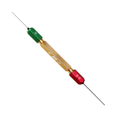 Class ZZ Pin Gage Set With Go No Go Handle For Machine Shops And Manufacturing 0.011 To 0.060 Inch 50 Pieces Burr Free Polished Gauges High Precision 60 To 62 HRC Clear Markings Durable Steel go/no-go handle