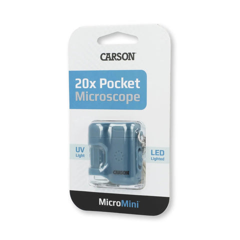 Pocket Microscope Keychain With 20x Magnification, Built-In LED And UV Light, Adjustable Focus, Portable Science Tool For Snapping Fluorescence, Inspecting Currency, Tiny Details, And Everyday Discovery On The Go, in blue retail packaging