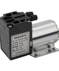 Tough As Nails DC 12V Vacuum Pump Delivering Next Level Suction And Whisper Quiet Negative Air Suction Operation For Smooth Gas Sampling And Hassle Free Workflow, compact black and silver design.