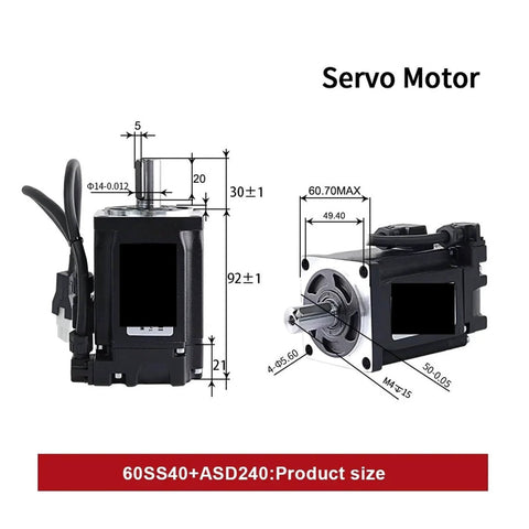 Diagram of Crisp Closed-Loop Servo Motor 60SS40 ASD240 Drive Kit dimensions